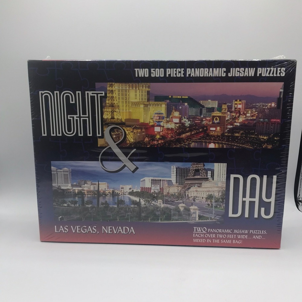 Las Vegas Nevada Two 500 Piece Night & Day Panoramic Jigsaw Puzzles - Picture 1 of 6